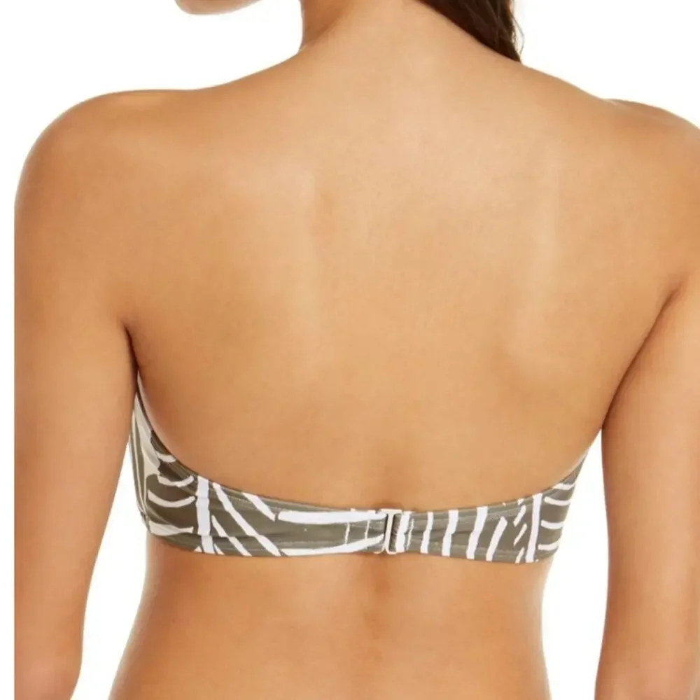 DKNY OLIVE Bandeau Tie-Front Bikini Swim Top